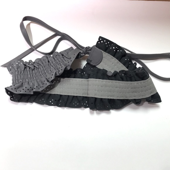 Ruched Gray Stretch Belt with Ties - Picture 3 of 3